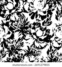 Seamless floral pattern, classic flower ornament, abstract ditsy print in vintage motif. Elegant botanical design of beautiful large wild flowers, leaves, small branches, herbs. Vector illustration.


