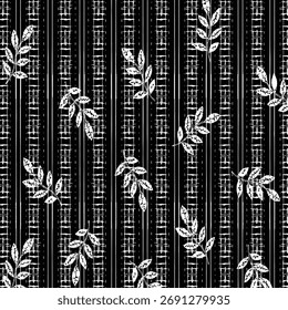 Patrón floral sin fisuras, adorno clásico de la flor, impresión sucia abstracta en motivo vintage. Elegante diseño botánico de hermosas flores silvestres Grandes, hojas, ramas Pequeñas, hierbas. Ilustración vectorial.

