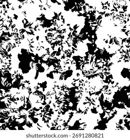 Padrão floral sem emenda, ornamento de flor clássico, impressão disy abstrato no motivo vintage. Design botânico elegante de belas grandes flores selvagens, folhas, pequenos ramos, ervas. Ilustração vetorial.
