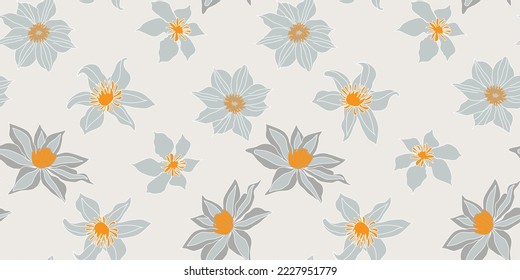 seamless floral pattern with clematis and milk background. Vector design for paper, fabric and other surface.