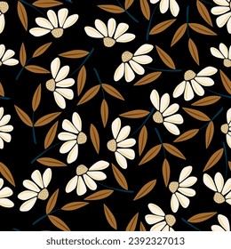 Patrón floral sin foco. Papel pintado de flores trepando. Plantas estilizadas, fondo monocromo. Diseño para envolver papel, textil