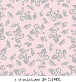 Seamless floral pattern. Climbing flowers wallpaper. Stylised plants, monochrome background. Design for wrapping paper, textile, fabric, wedding invitations, cover phone