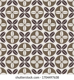 Seamless Floral Pattern From Coffee Beans. Retro Seamless Tile From The 50s And 60s. Abstract Vintage Background In Sixties Style. Organic Background. Vector Illustration