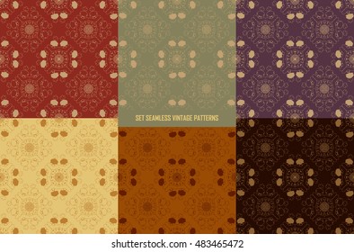 Seamless floral pattern collection. Vintage color style. Editable vector file. For your. For your graphic design