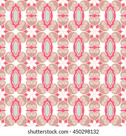 Seamless floral pattern. Color abstract ornaments in Oriental style, Uzbekistan, India, Turkey. Template for decor.