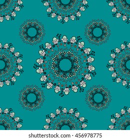 Seamless floral pattern. Color abstract ornaments in Oriental style, Uzbekistan, India, Turkey. Template for decor.
