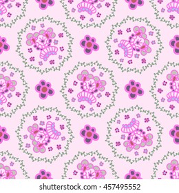 Seamless floral pattern. Color abstract ornaments in Oriental style, Uzbekistan, India, Turkey. Template for fabric patchwork.