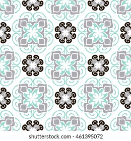 Seamless floral pattern. Color abstract ornaments in a classic style. Template for design. Handmade drawing. Oriental style, India, Arab, Islam.