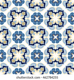 Seamless floral pattern. Color abstract ornaments in Oriental style, Uzbekistan, India, Turkey. Template for fabric patchwork.