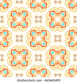 Seamless floral pattern. Color abstract ornaments in a classic style. Template for design. Handmade drawing. Oriental style, India, Arab, Islam.