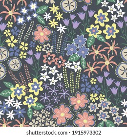Seamless floral pattern. Color print.