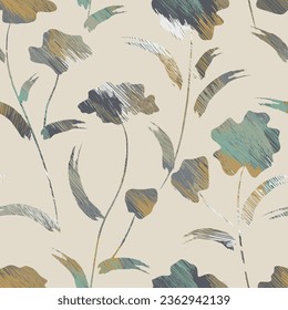 Seamless floral pattern. Color print.