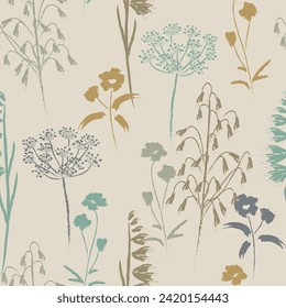 Seamless floral pattern. Color print.