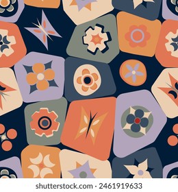 Seamless floral pattern. Color print.