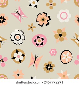 Seamless floral pattern. Color print.