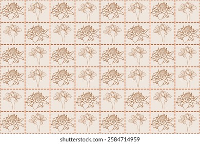 Seamless floral pattern. The color scheme emphasizes a warm and inviting aesthetic.