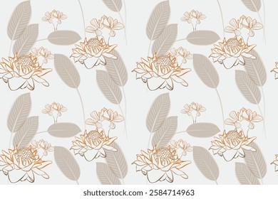 Seamless floral pattern. The color scheme emphasizes a warm and inviting aesthetic.