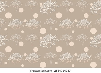 Seamless floral pattern. The color scheme emphasizes a warm and inviting aesthetic.