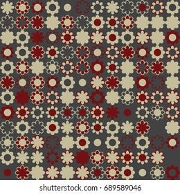 Seamless floral pattern with colored elements, vector abstract background