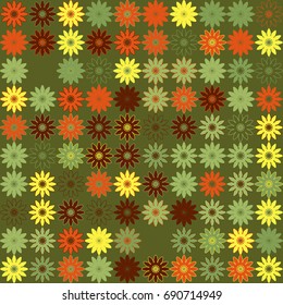Seamless floral pattern with colored elements, vector abstract background