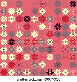 Seamless floral pattern with colored elements, vector abstract background