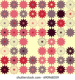 Seamless floral pattern with colored elements, vector abstract background