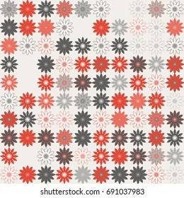 Seamless floral pattern with colored elements, vector abstract background