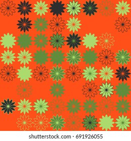 Seamless floral pattern with colored elements, vector abstract background