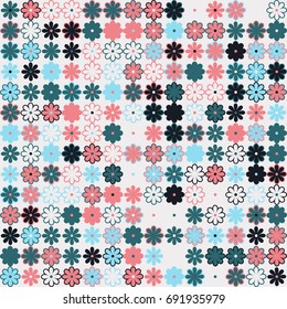 Seamless floral pattern with colored elements, vector abstract background