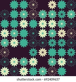 Seamless floral pattern with colored elements, vector abstract background