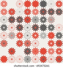 Seamless floral pattern with colored elements, vector abstract background