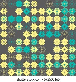 Seamless floral pattern with colored elements, vector abstract background
