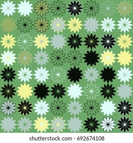 Seamless floral pattern with colored elements, vector abstract background