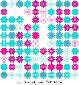 Seamless floral pattern with colored elements, vector abstract background