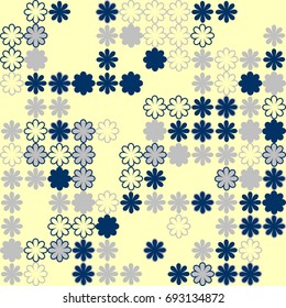 Seamless floral pattern with colored elements, vector abstract background