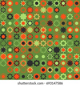 Seamless floral pattern with colored elements, vector abstract background