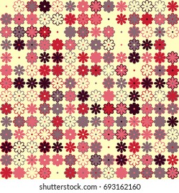 Seamless floral pattern with colored elements, vector abstract background