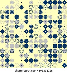 Seamless floral pattern with colored elements, vector abstract background