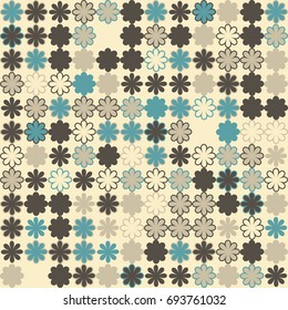 Seamless floral pattern with colored elements, vector abstract background