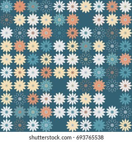 Seamless floral pattern with colored elements, vector abstract background