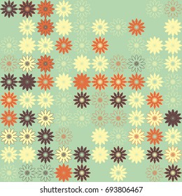 Seamless floral pattern with colored elements, vector abstract background