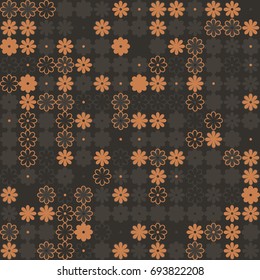 Seamless floral pattern with colored elements, vector abstract background