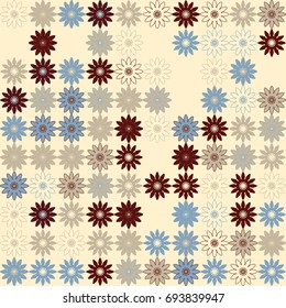 Seamless floral pattern with colored elements, vector abstract background