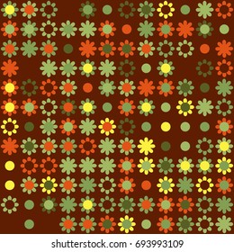 Seamless floral pattern with colored elements, vector abstract background