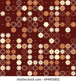Seamless floral pattern with colored elements, vector abstract background