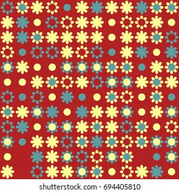 Seamless floral pattern with colored elements, vector abstract background