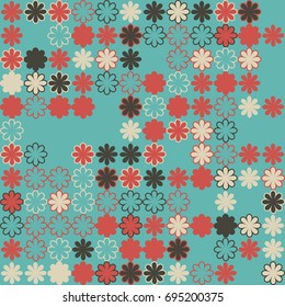Seamless floral pattern with colored elements, vector abstract background