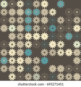 Seamless floral pattern with colored elements, vector abstract background