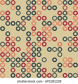Seamless floral pattern with colored elements, vector abstract background