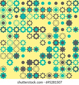 Seamless floral pattern with colored elements, vector abstract background